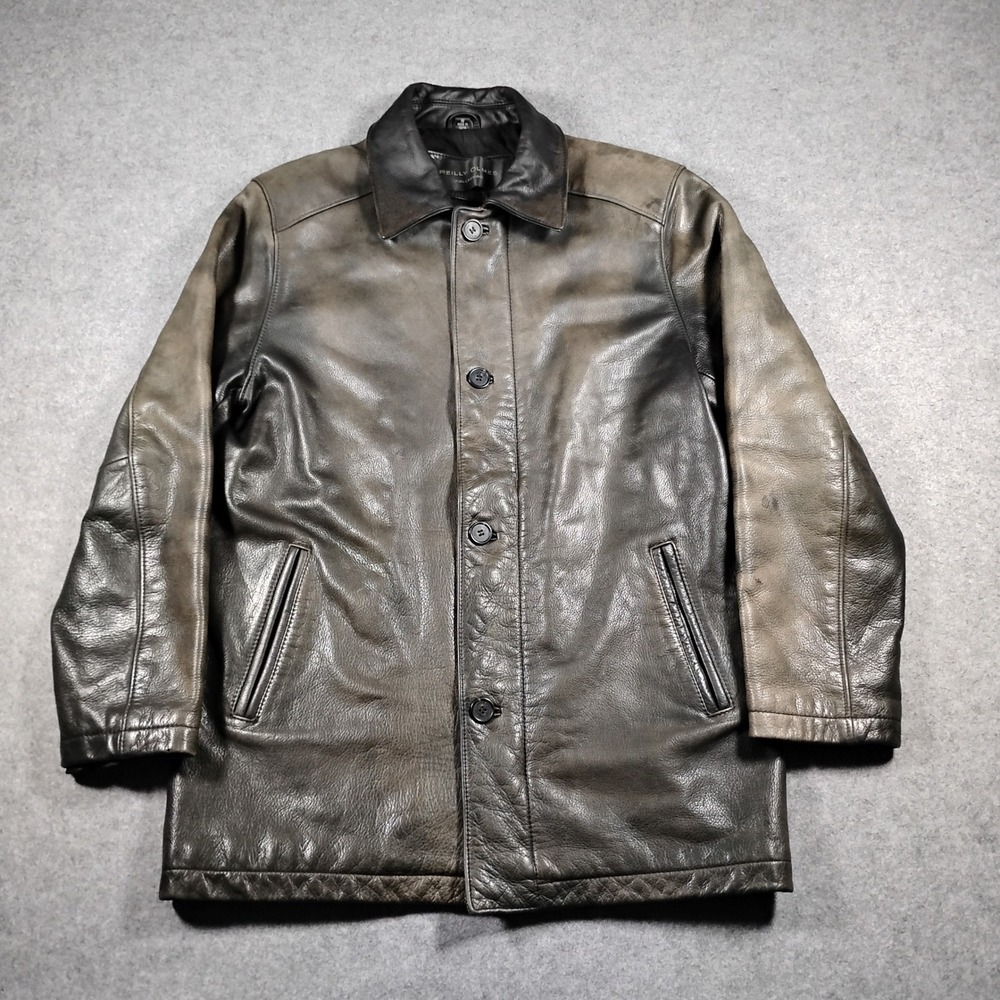 Vintage Reilly Olmes Leather Jacket Mens Small Brown Button Coat Distressed Gorp